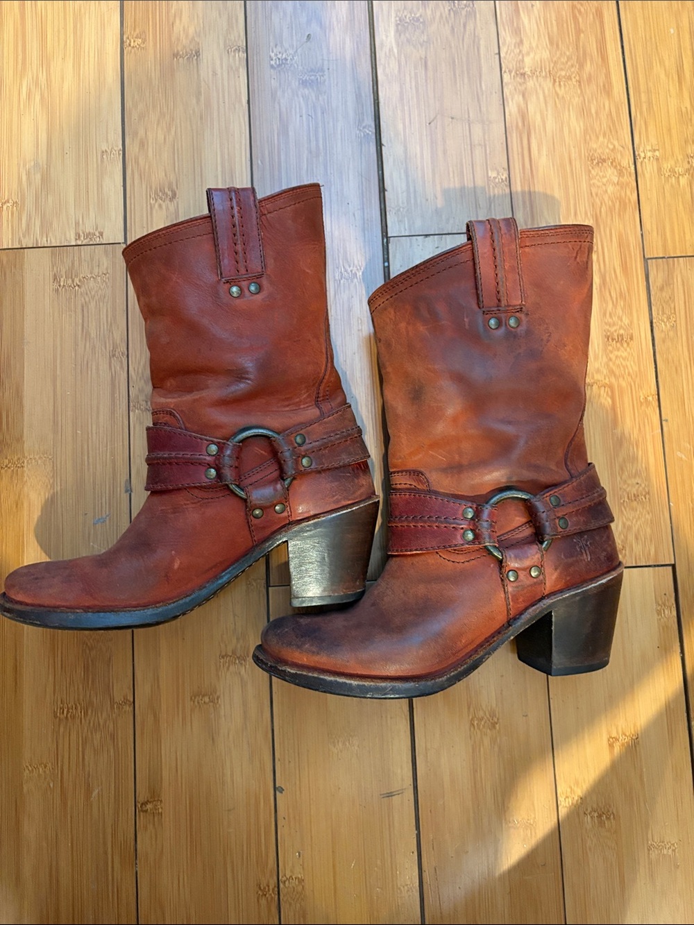 Reddish Brown Frye Harness MidCalf Boots - 6